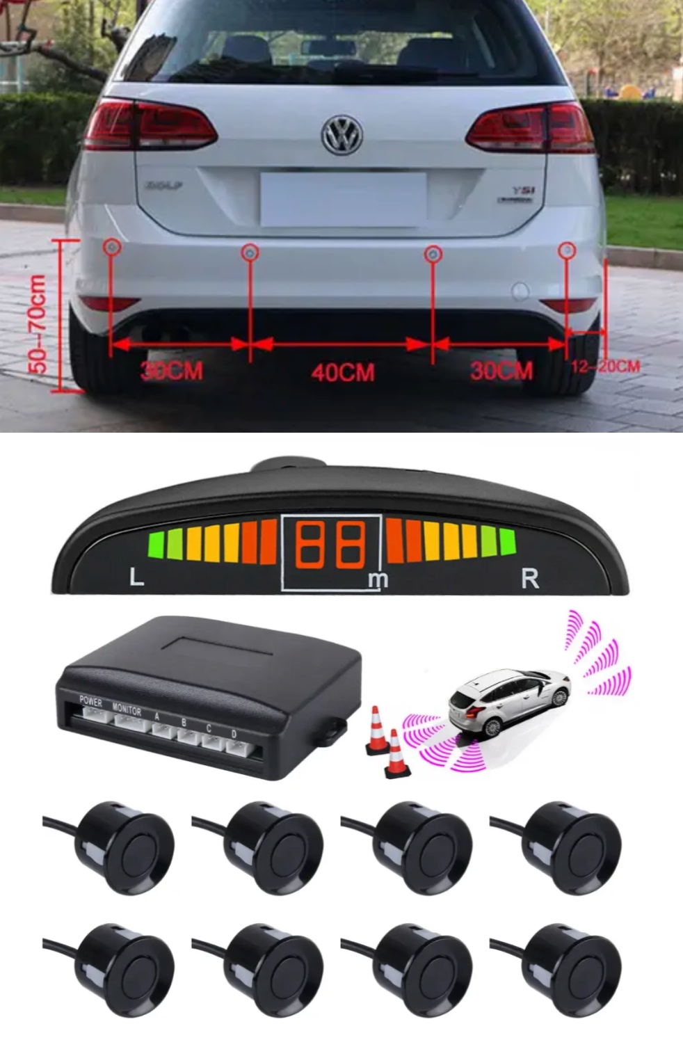 Парктроник Car Radar — 8 датчиків з дисплеєм